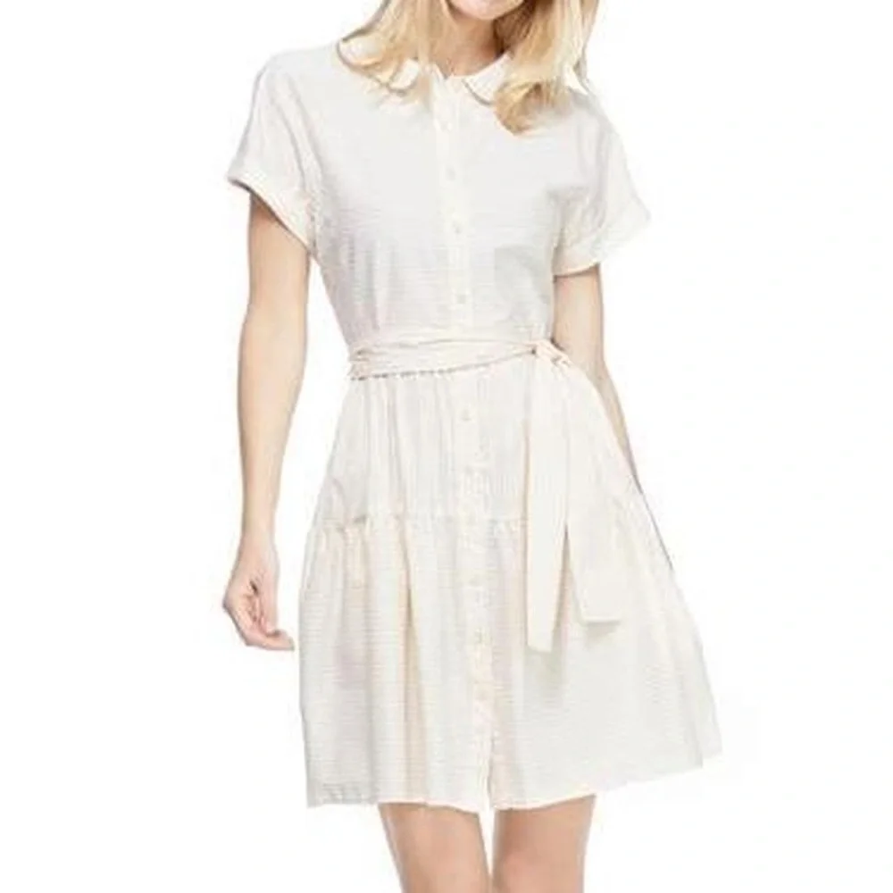 Gal Meets Glam Amber Yellow White Striped Dress Women's Size 8